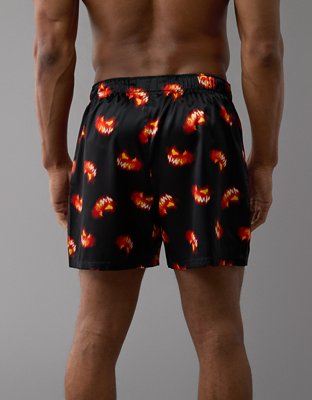 AEO Men's Jack-O-Lantern Halloween Satin Pocket Boxer Short