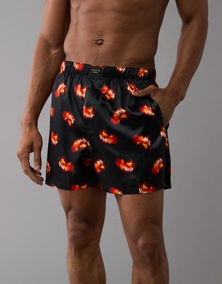 AEO Men's Jack-O-Lantern Halloween Satin Pocket Boxer Short