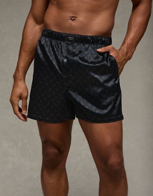 Caleçon boxeur à poche en satin motif cachemire pour hommes AEO