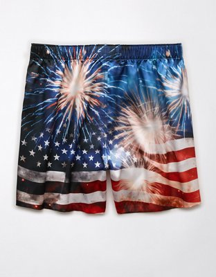 AEO Men's USA Fireworks Satin Pocket Boxer Short