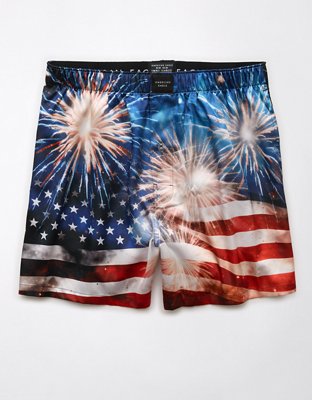 AEO Men's USA Fireworks Satin Pocket Boxer Short
