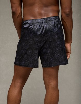 Caleçon boxeur à poche en satin toiles d’araignée pour hommes AEO