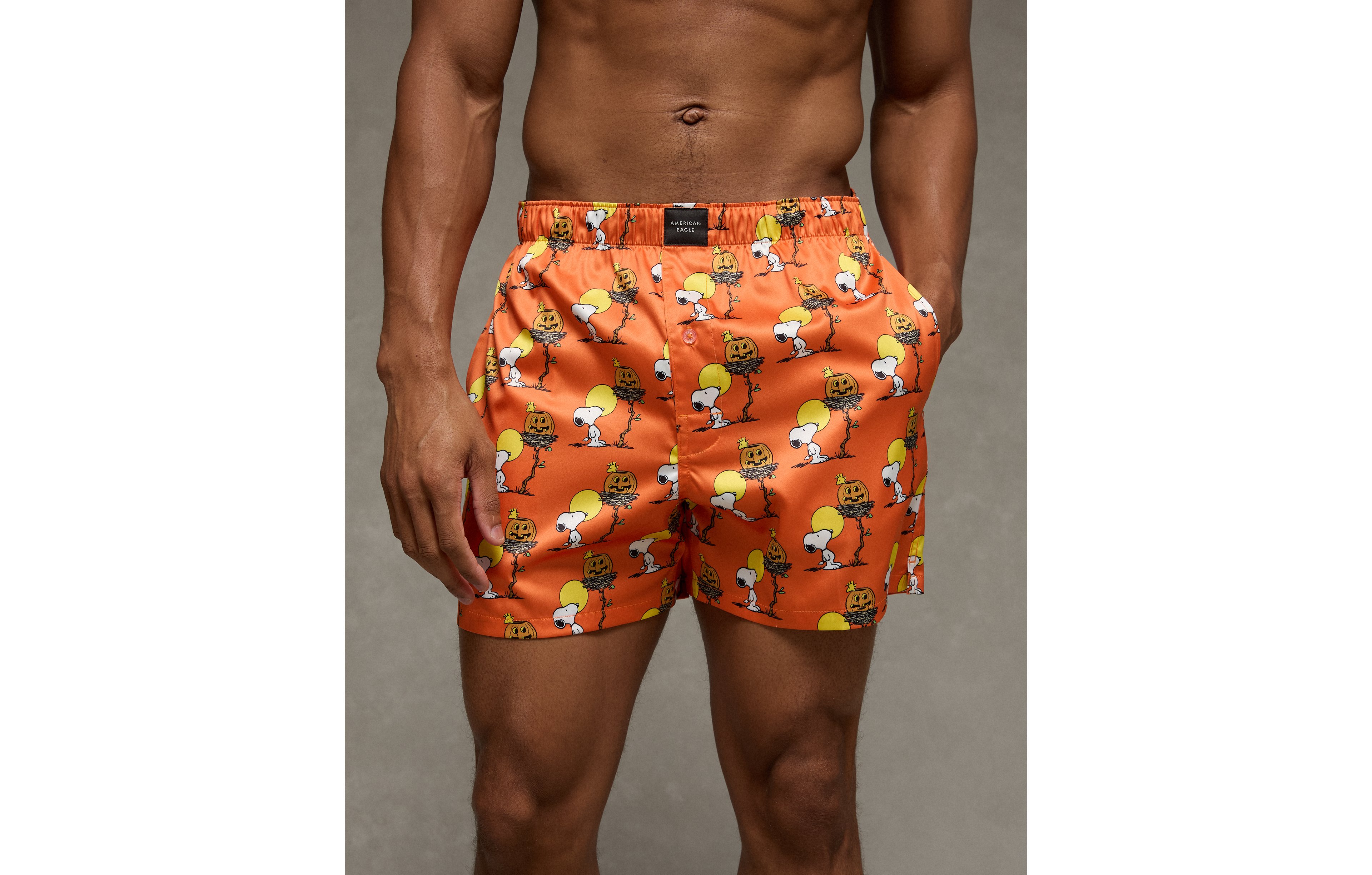 AEO Men's Halloween Snoopy Satin Pocket Boxer Short