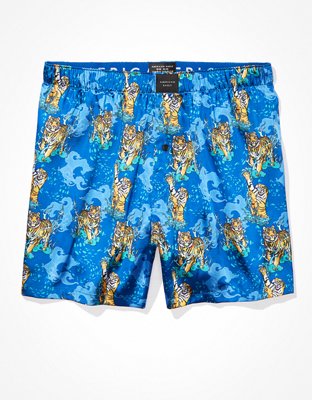 Buy American Eagle Men Blue Butterflies Satin Lounge Boxer Shorts online