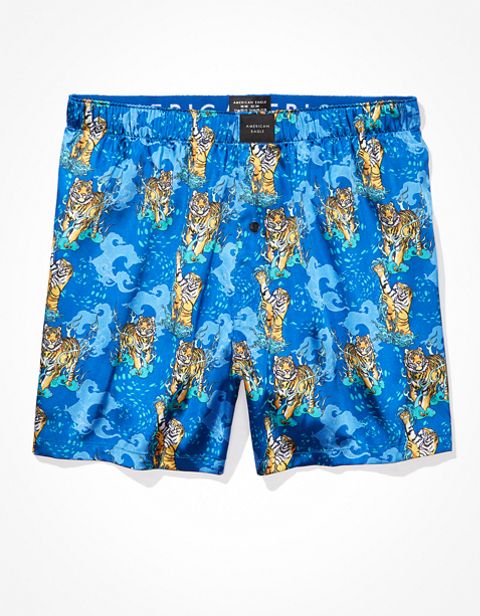 Мужские брюки American Eagle AEO Tiger Waves Satin Pocket Boxer Short