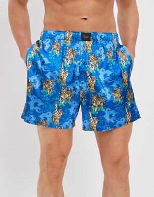 Buy American Eagle Men Blue Butterflies Satin Lounge Boxer Shorts online