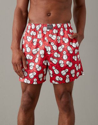 Red Christmas Snowman Boxer Shorts