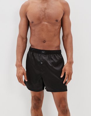 Men's Black Silk Boxer Shorts