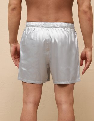 AEO Short Bóxer de Satén de Color Liso con Bolsillo para Hombre