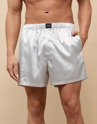 AEO Short Bóxer de Satén de Color Liso con Bolsillo para Hombre