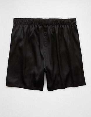 AEO Short Bóxer de Satén de Color Liso con Bolsillo para Hombre