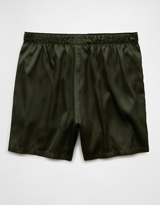 AEO Short Bóxer de Satén de Color Liso con Bolsillo para Hombre