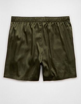 AEO Short Bóxer de Satén de Color Liso con Bolsillo para Hombre
