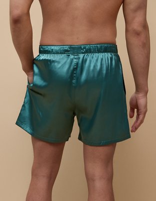 AEO Short Bóxer de Satén de Color Liso con Bolsillo para Hombre