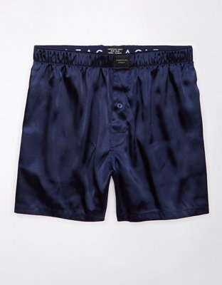 Affordable Blue Diamond Satin Silk Boxers by Royal Silk®