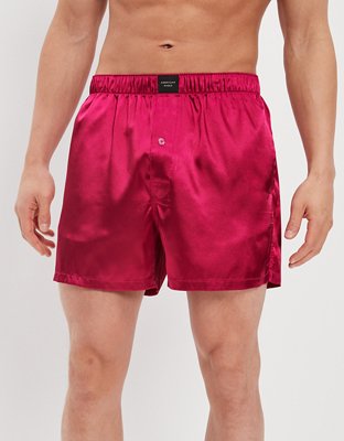 AEO Men's Solid Satin Pocket Boxer Short