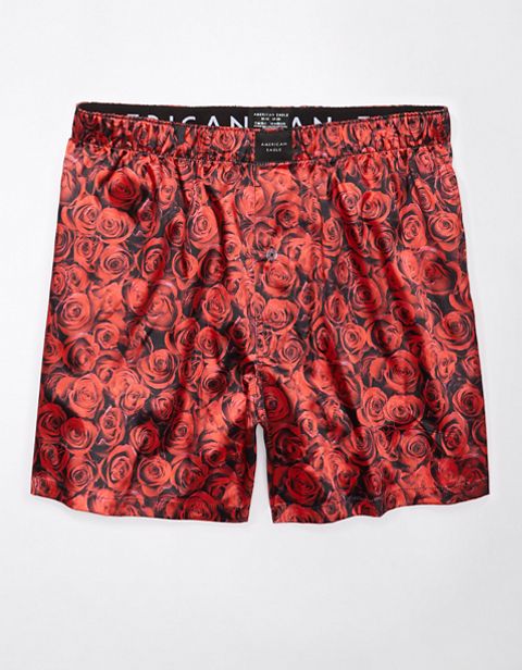 Мужские брюки American Eagle AEO Valentine Roses Satin Pocket Boxer Short