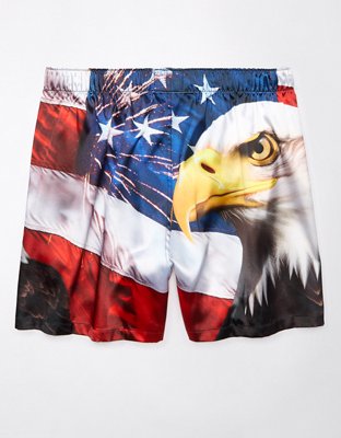 Мужские брюки American Eagle AEO Men's Eagle Flag Satin Pocket Boxer Short — фото 3