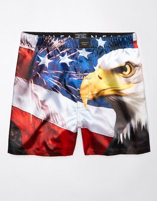 AEO Men's Eagle Flag Satin Pocket Boxer Short