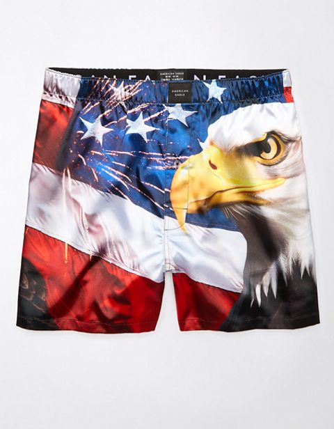 Мужские брюки American Eagle AEO Eagle Flag Satin Pocket Boxer Short