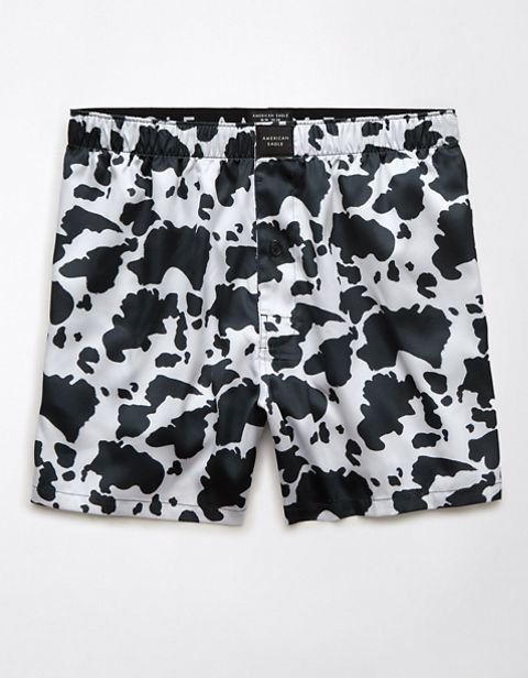 Мужские брюки American Eagle AEO Cow Print Satin Pocket Boxer Short