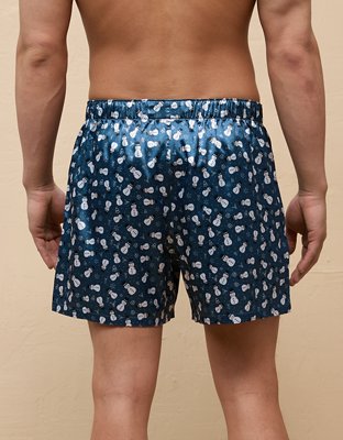 AEO Short Bóxer de Satén Festivo con Bolsillo de Muñeco de Nieve