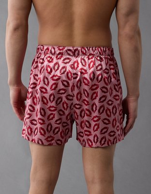 AEO Men's Valentine's Day Kisses Satin Pocket Boxer Short