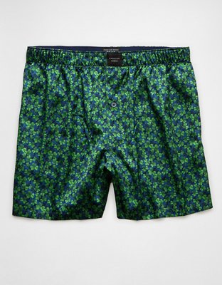AEO Short Bóxer de Satén de Tréboles en Acuarela del Día de San Patricio con Bolsillo para Hombre