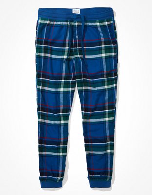 Flannel Jogger Pants- electric blue/black – Molli