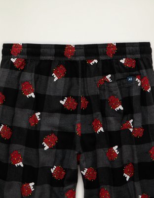 Пижамные брюки AEO Snoopy для мужчин, фланель — American Eagle, цвет: Угольный — фото 4