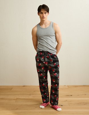 Пижамные брюки AEO Snoopy для мужчин, фланель — American Eagle, цвет: Угольный — фото 1