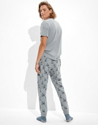 Мужские топы American Eagle AE Fleece Snoopy T-Shirt + Jogger Lounge Set — фото 2