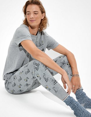 Мужские топы American Eagle AE Fleece Snoopy T-Shirt + Jogger Lounge Set — фото 4
