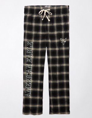 AERIE Gauze Cotton Neutrals Plaid Cozy Launge Pajama Joggers PANTS sz XL 