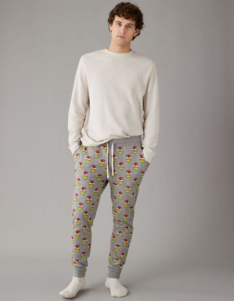 Пижамные брюки AE Grinch для мужчин, флис — American Eagle