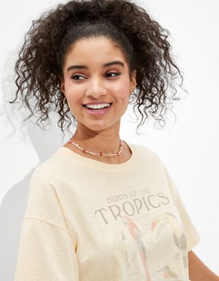 Женские футболки American Eagle AE Oversized Tropics Graphic T-Shirt — фото 5