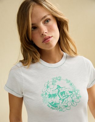 T-shirt rétréci à image de surf AE