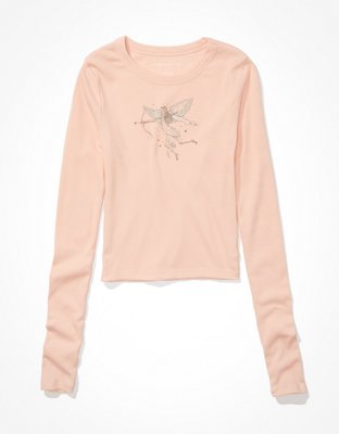 Женские футболки American Eagle AE Long-Sleeve Cupid Graphic Baby Tee — фото 3