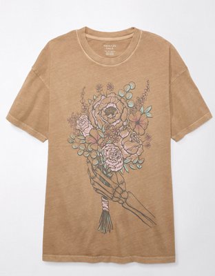 AE Oversized Valentine Skeleton Flower Graphic Tee