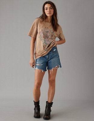 Женские футболки American Eagle AE Oversized Valentine Skeleton Flower Graphic Tee — фото 3