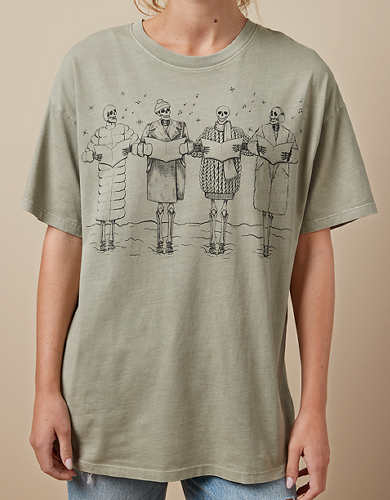 AE Oversized Holiday Skeleton Graphic T-Shirt