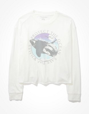 Женские футболки American Eagle AE Long Sleeve Cropped Graphic T-Shirt — фото 3