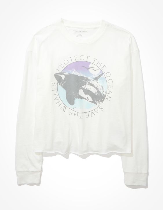 AE Long Sleeve Cropped Graphic T-Shirt