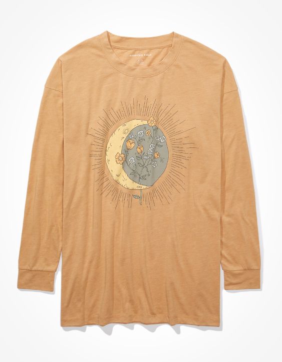 AE Oversized Long-Sleeve Celestial Graphic T-Shirt