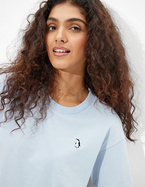 Женские футболки American Eagle AE Cropped Penguin Graphic T-Shirt