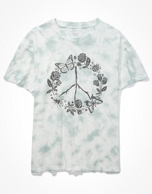 Женские футболки American Eagle AE Oversized Tie Dye Peace Graphic T-Shirt — фото 3