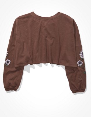 AE Long-Sleeve Flower Graphic T-Shirt