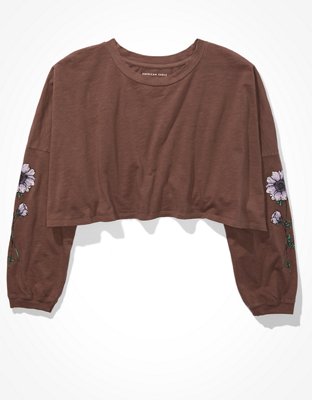 AE Long-Sleeve Flower Graphic T-Shirt