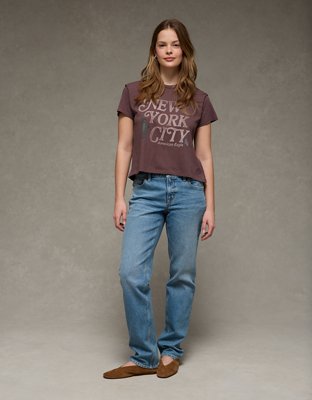 Женская футболка American Eagle AE Ex-Boyfriend Graphic, цвет: Коричневый — фото 5