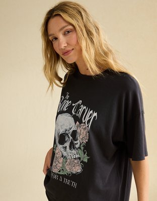 Женская футболка American Eagle AE Oversized A Court of Thorns and Roses Graphic, цвет: Выцветший чёрный — фото 4